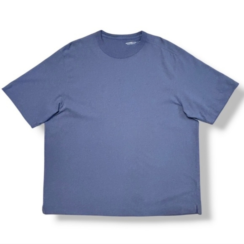 A&F Blue Ribbed Crew Neck Premium Essential Heavyweight Short Sleeve Shirt